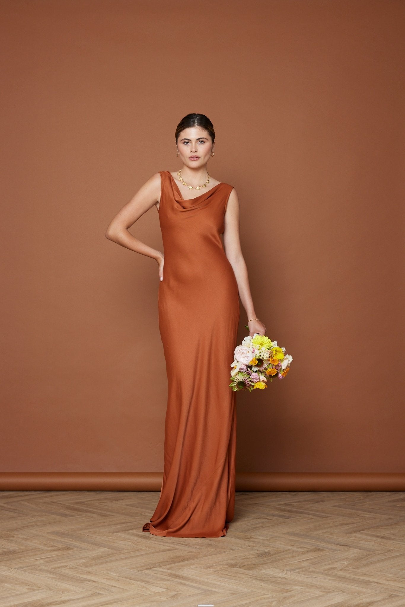 Rust top orange dress