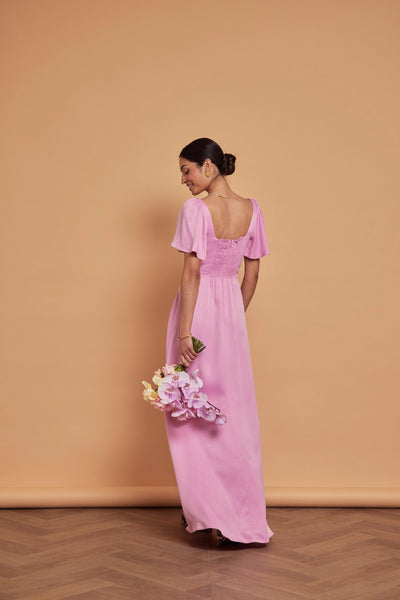 Clemmie Satin Dress - Orchid Pink - Maids to Measure