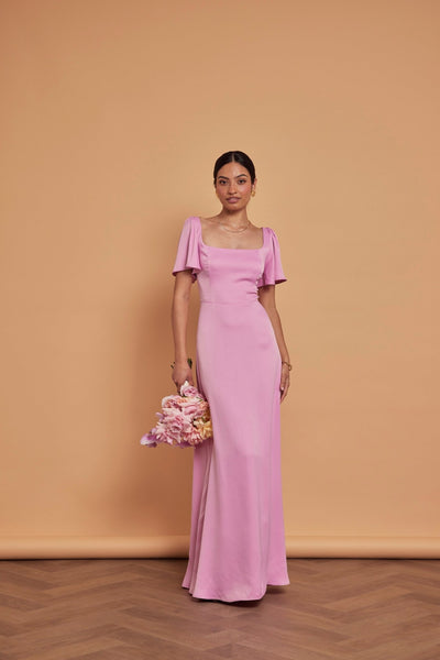 Clemmie Satin Dress - Orchid Pink - Maids to Measure