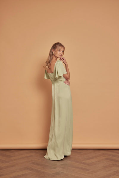 Clemmie Satin Dress - Sage Green - Maids to Measure