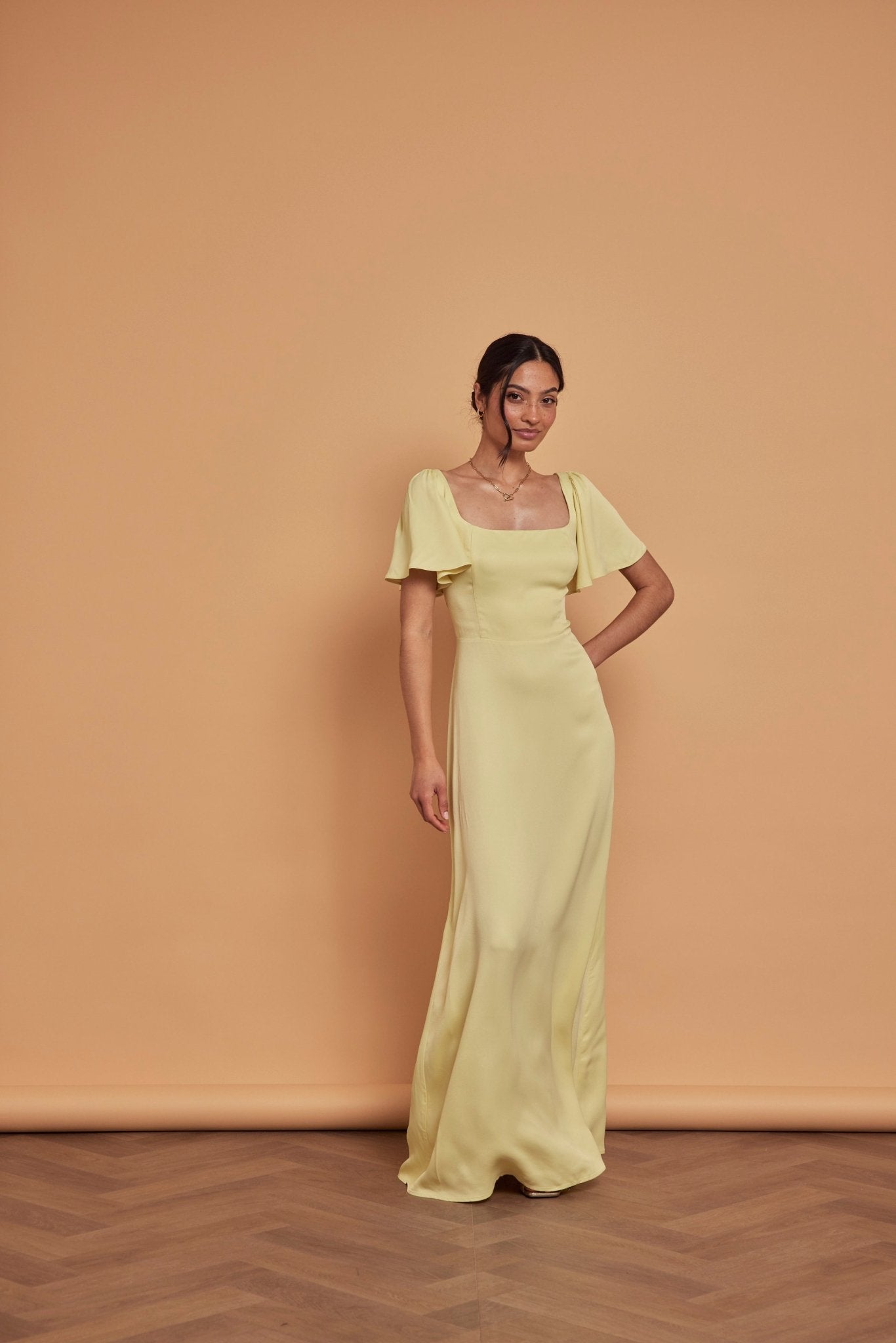 Clemmie Satin Dress - Yellow - Maids to Measure