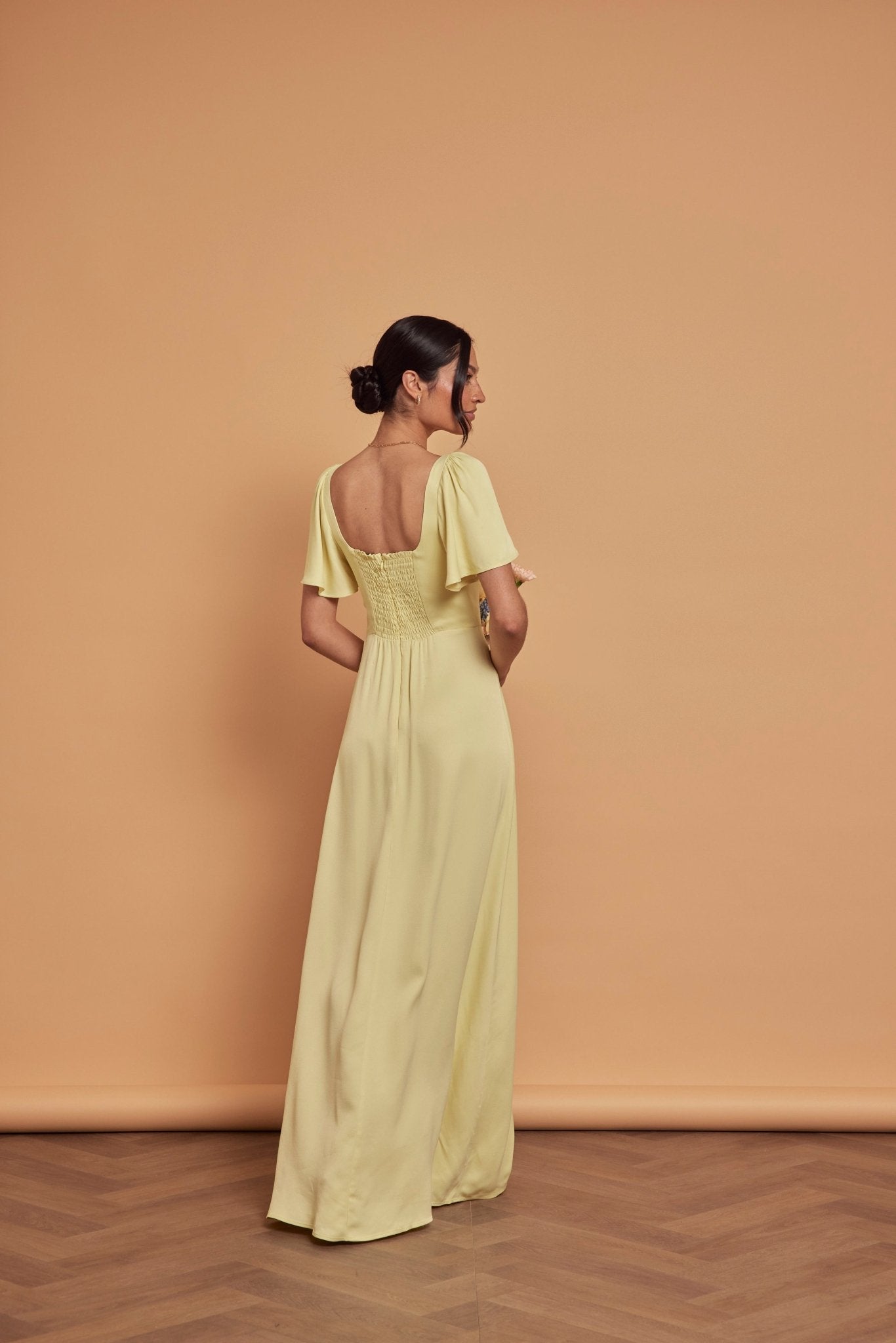 Clemmie Satin Dress - Yellow - Maids to Measure