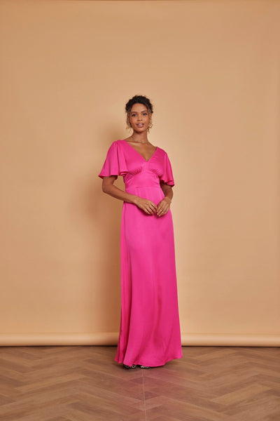 Cleo Satin Dress - Hot Pink - Maids to Measure