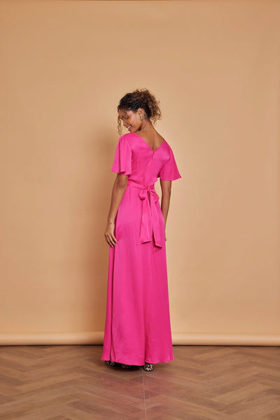 Cleo Satin Dress - Hot Pink - Maids to Measure