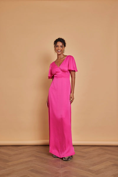 Cleo Satin Dress - Hot Pink - Maids to Measure