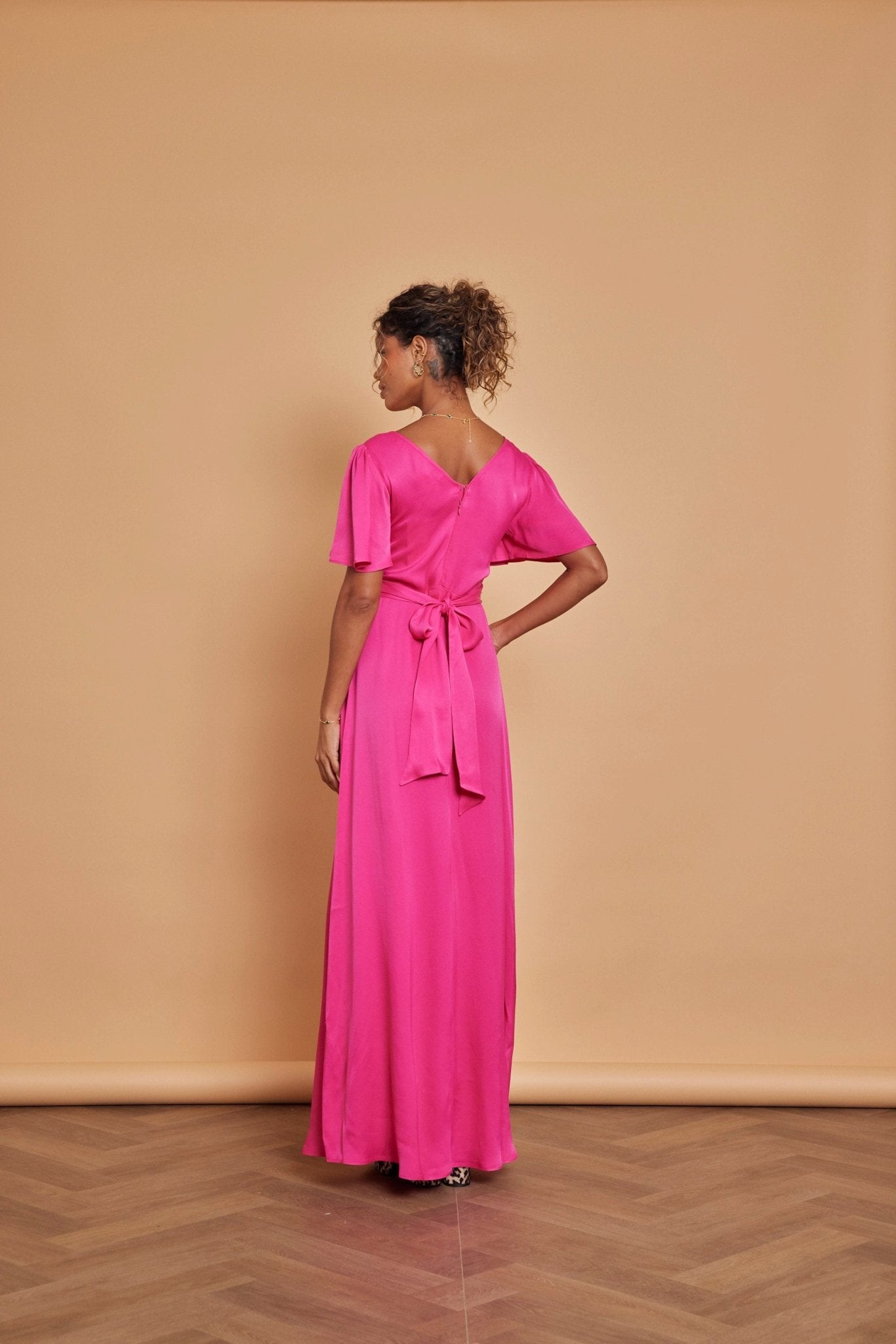 Cleo Satin Dress - Hot Pink - Maids to Measure