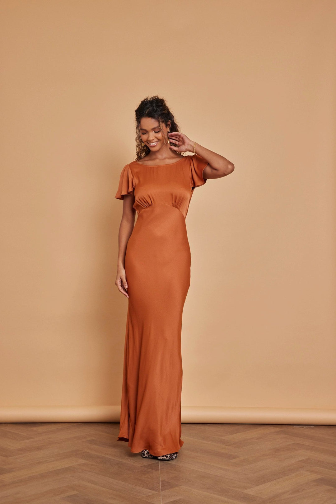 Burnt orange dress long best sale