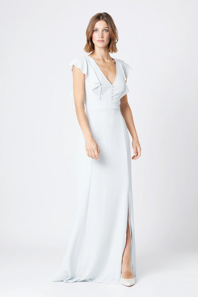 Elle Crepe Chiffon Open Back Dress - Dove Grey - Maids to Measure