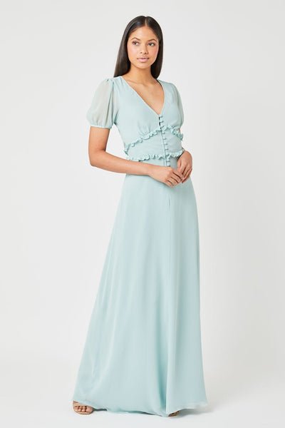 India Open Back Chiffon Dress - Misty Green - Maids to Measure