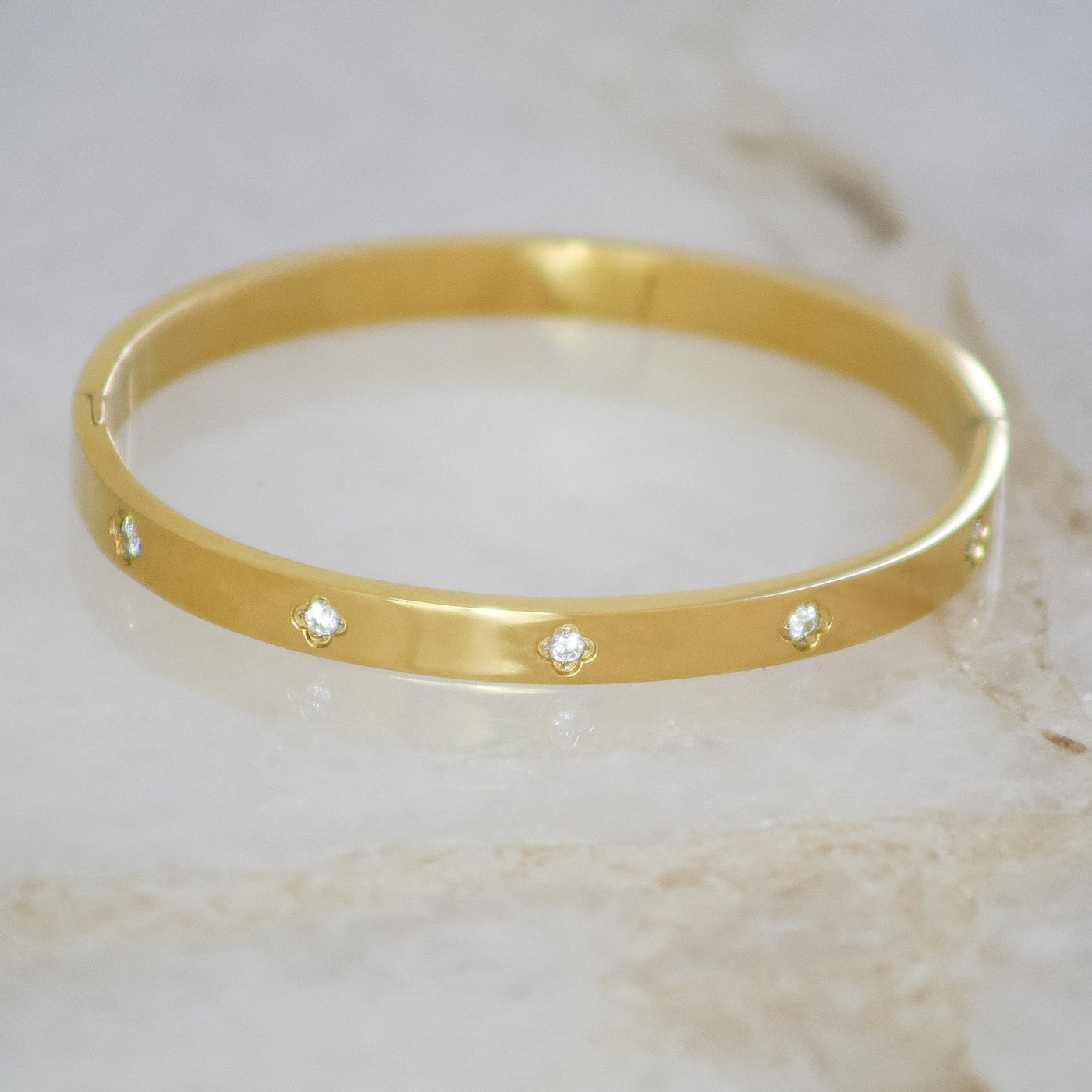 Minimalist cubic zirconia crystal bangle bracelet - Maids to Measure