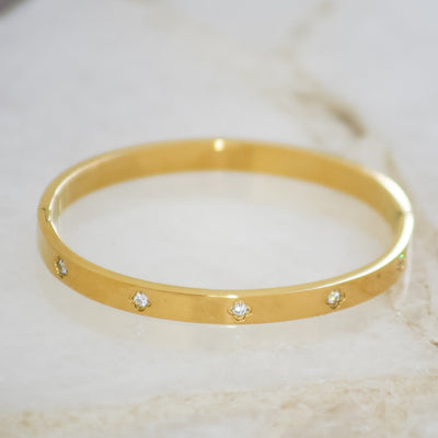 Minimalist cubic zirconia crystal bangle bracelet - Maids to Measure