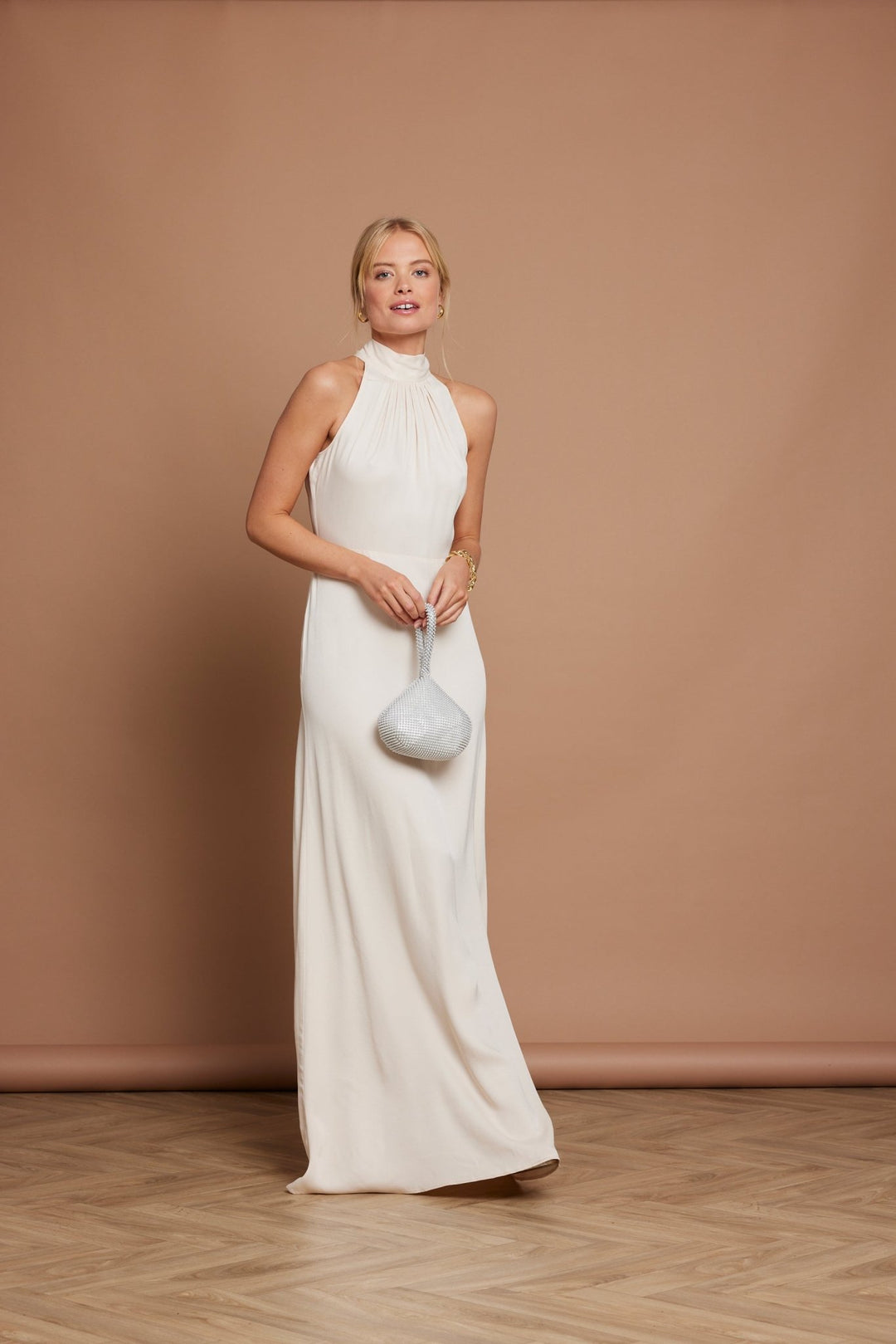 Champagne halter dress hotsell